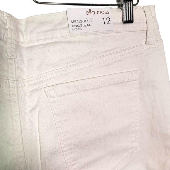Ella Moss Women's Mid-Rise Straight Leg Ankle White Jeans Size 12 - Picture 4 of 11
